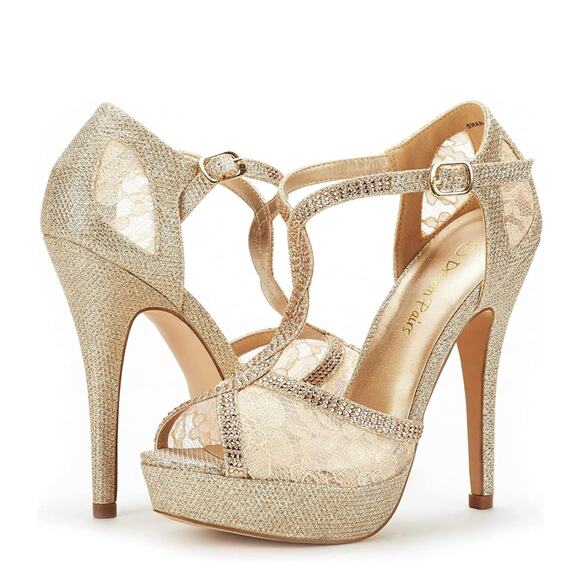 DREAM PAIRS Women's Heeled Sandals: 5'' Stiletto, Rhinestone Pumps, SZ 7.5 Shoes - Picture 3 of 9